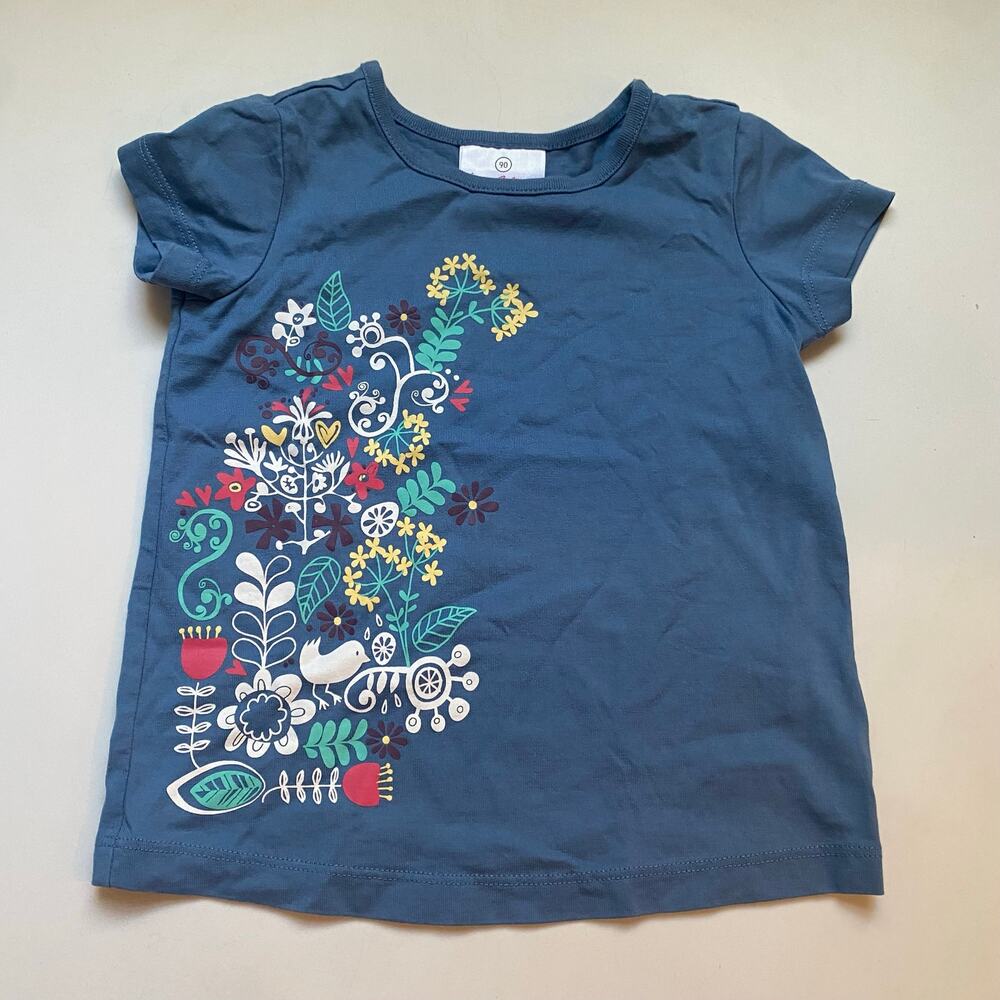 Hanna Andersson Blue Floral Short Sleeve Shirt